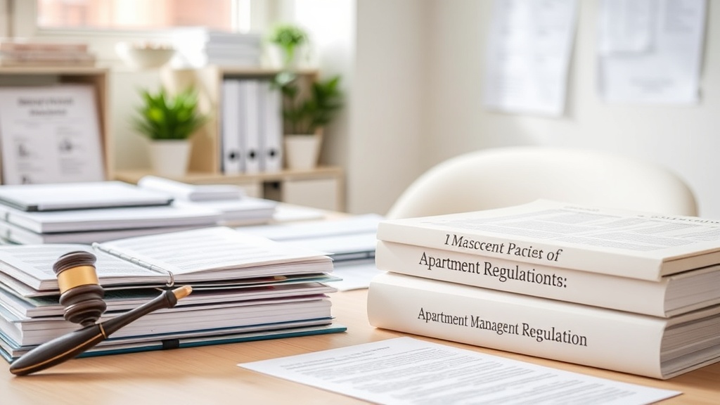 공동주택 관리 규약 관련 문서와 법률 서적이 정리된 모습